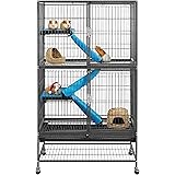 Yaheetech Rolling Single/Double-Story Ferret Cage Small Animal Cage for Chinchilla Adult Rats Metal Critter Nation Cage Black