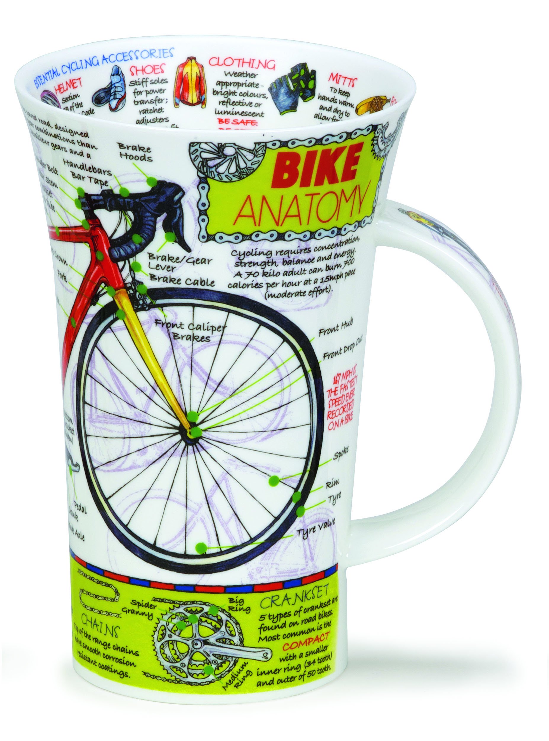 Dunoon Glencoe Mug Bike Anatomy - Bone China Made in England
