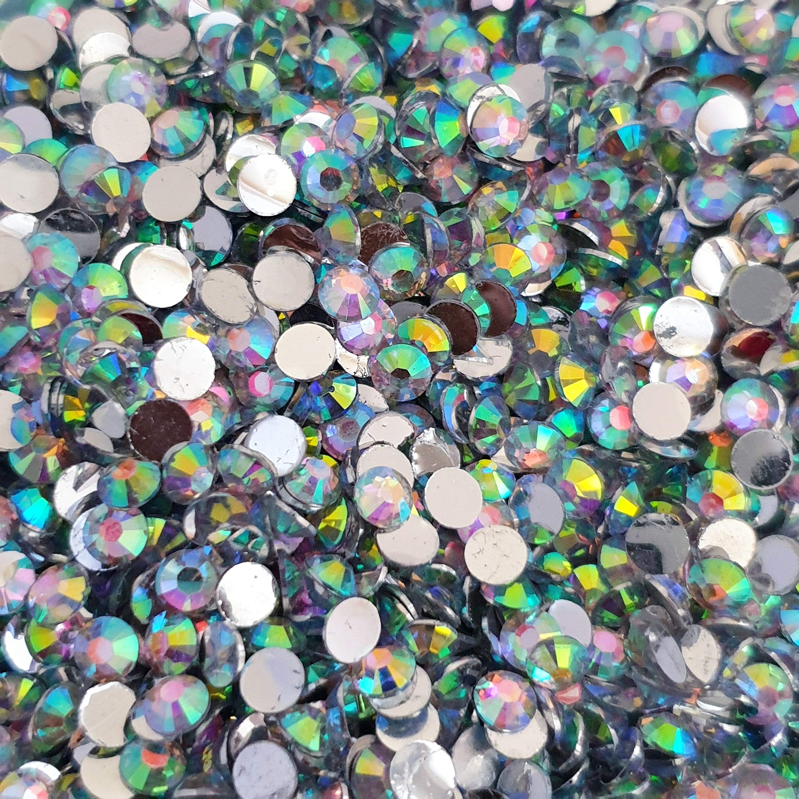 MajorCrafts 2000pcs 5mm ss20 Flat Back Resin Rhinestone Embellishment Gems (Crystal AB C33) — image 1