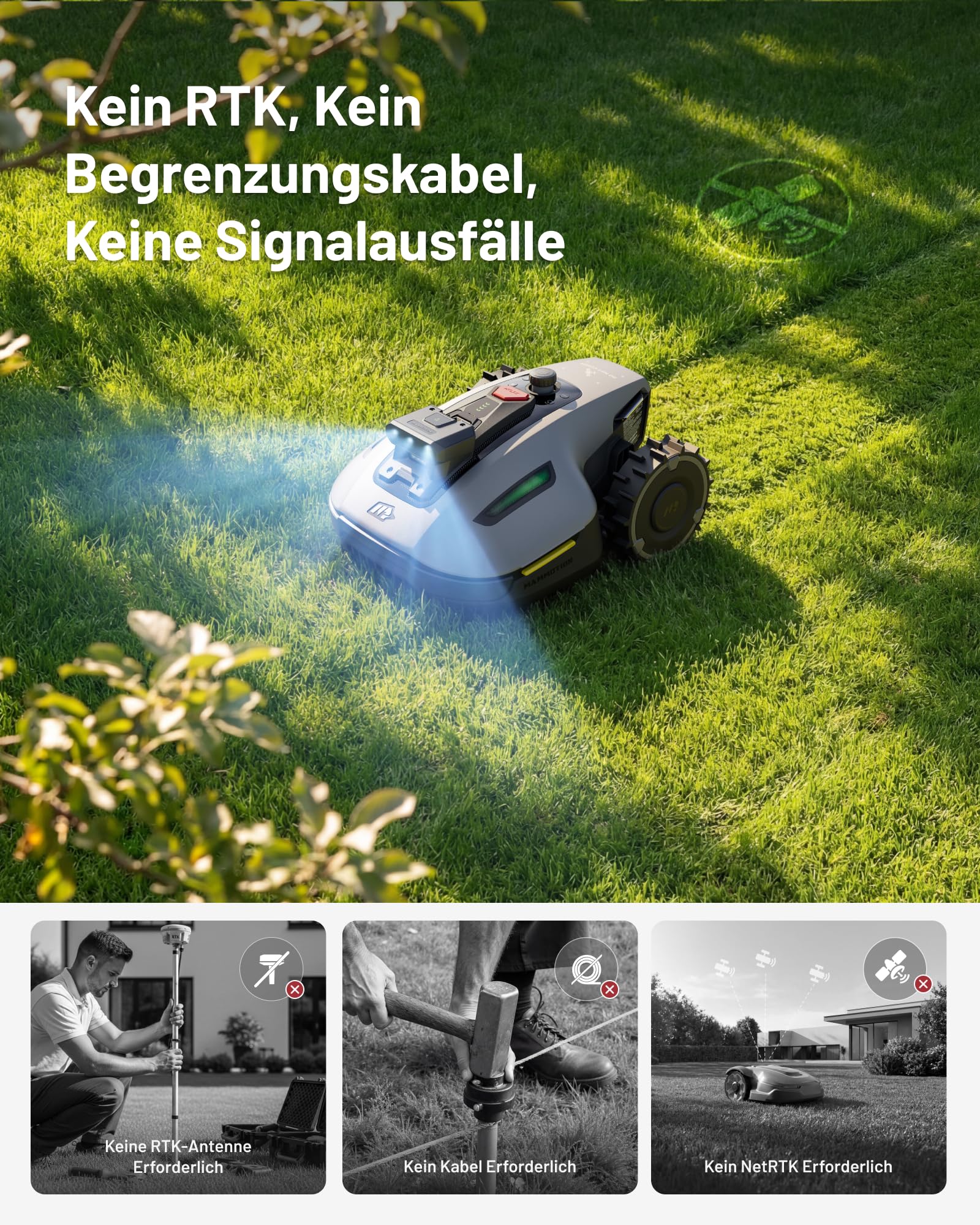 MAMMOTION YUKA mini 2 500 Mähroboter ohne Begrenzungskabel, Empf. 500 m², Kein RTK, Kein Signalabbruch, KI TrueVision-Navigation, Auto-Mehrzonen-Kartierung, DropMow, RWD für 45% Steigung, 4.5Ah-Akku 3