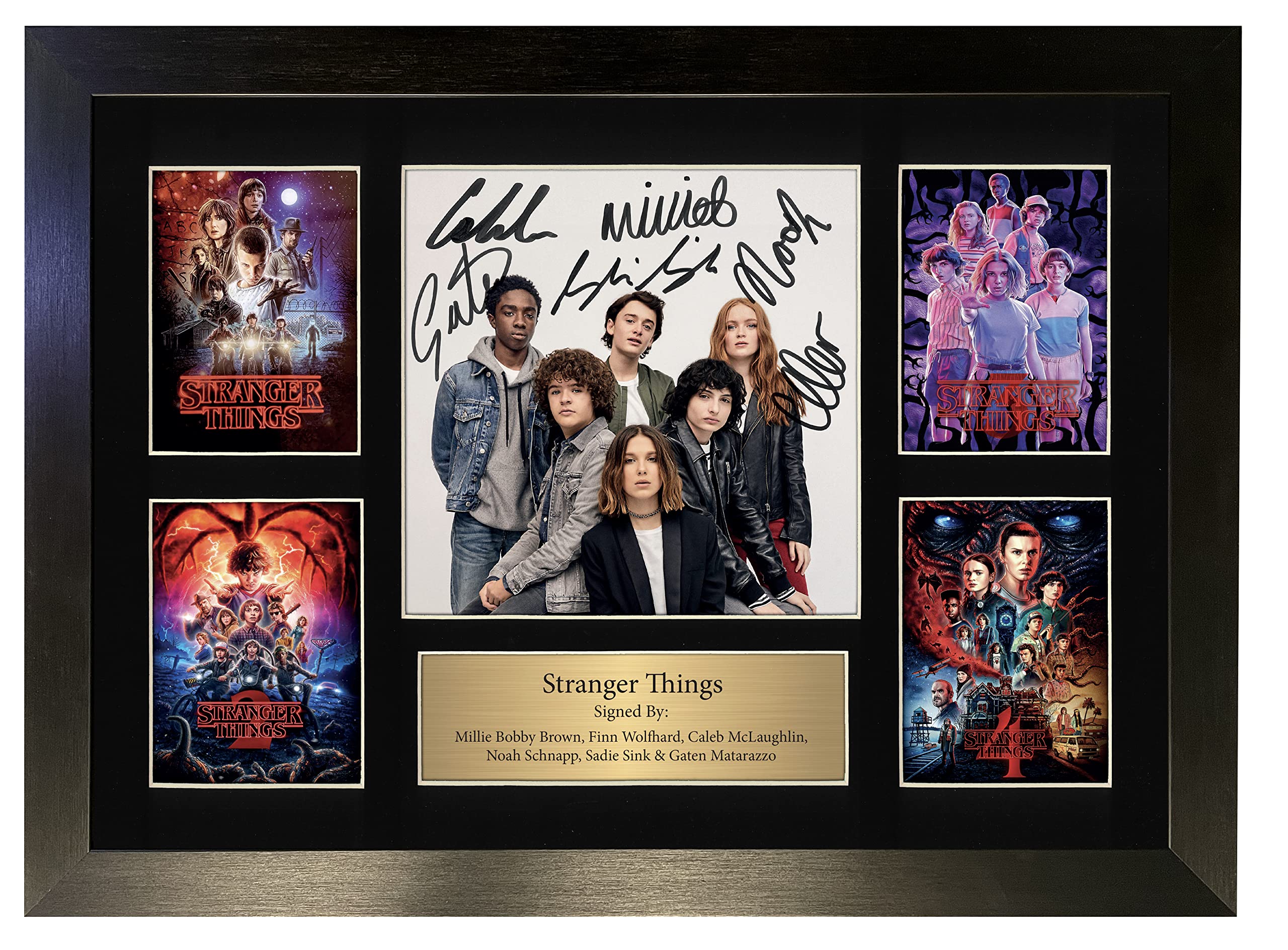 Stranger Things Autograph Poster Print Season 1, 2, 3, 4 Poster Display Signed A3 Printed Autograph Photo Picture Display No115, Black