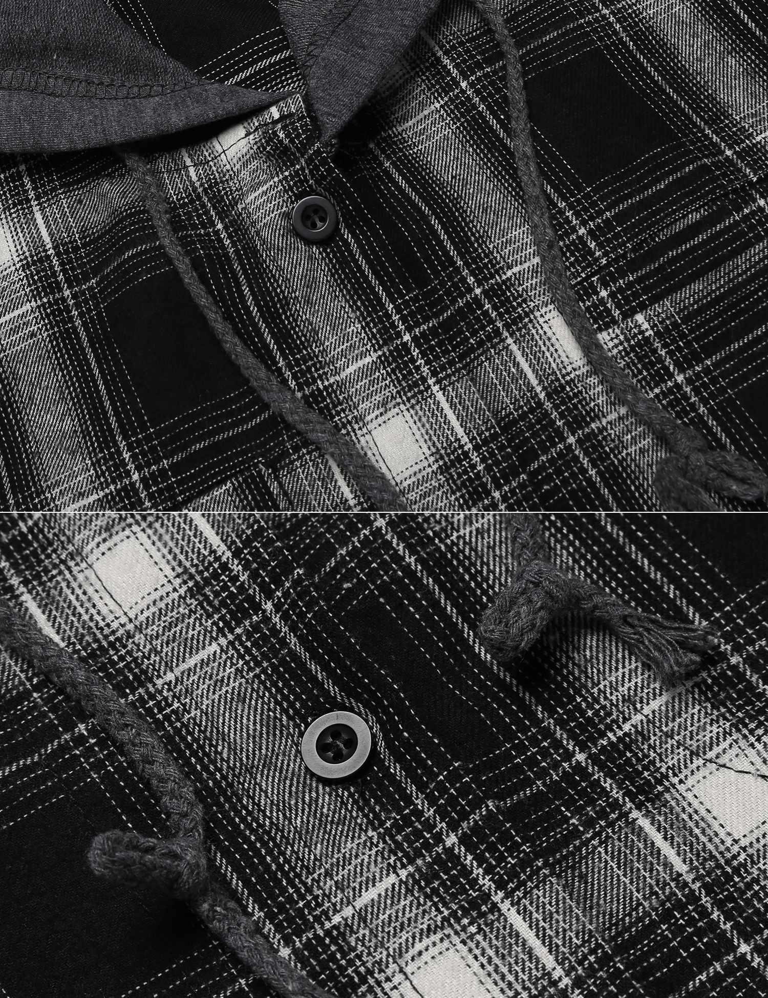 Billti Womens Casual Long Sleeve Plaid Button Hooded Shirt