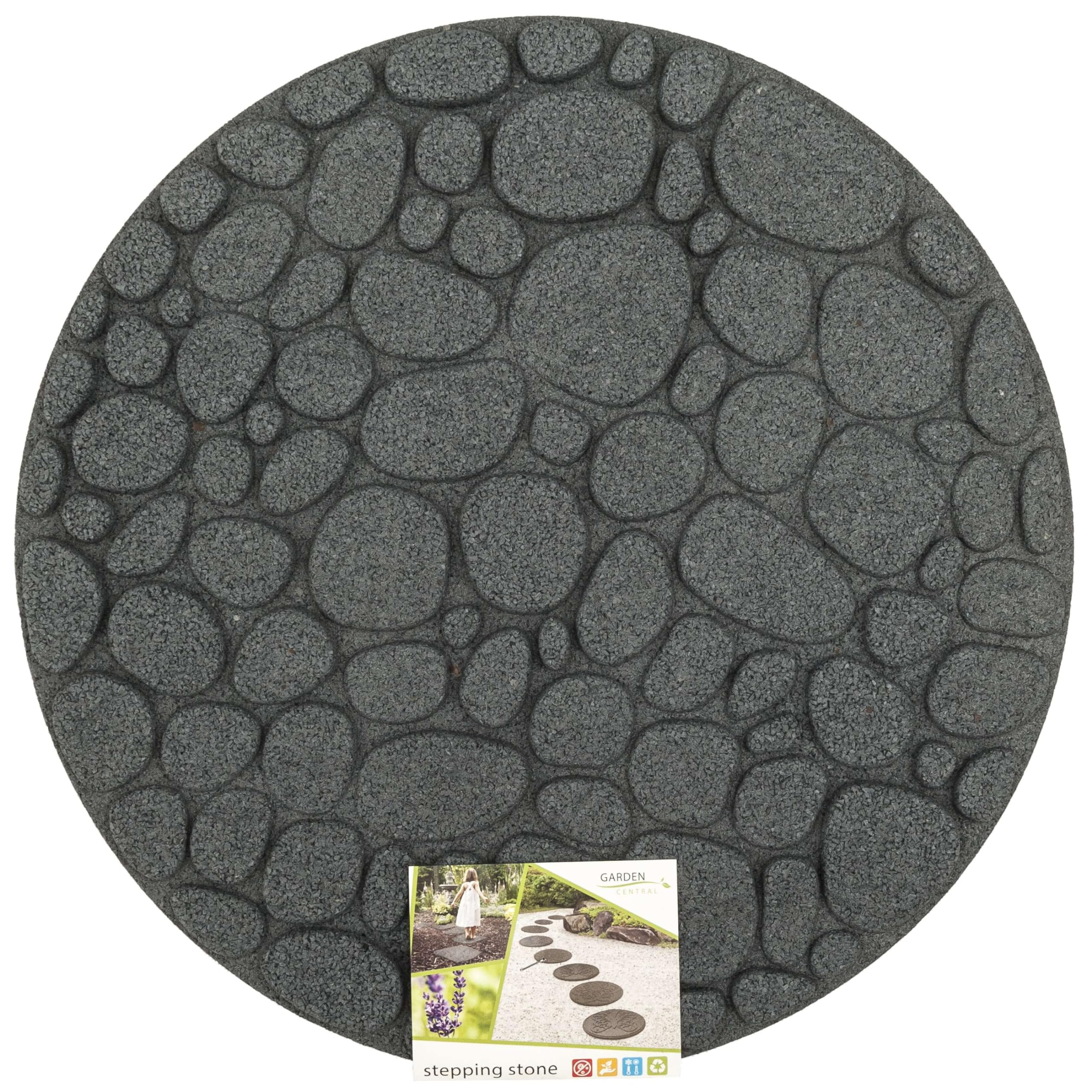 Nicoman 18" Round River Rock Garden Stepping Stone Recycled Rubber Steps Hard Wearing Heavy Duty Outdoor Pathway Tiles - (Grey, Dia.46cm, Set of 1)