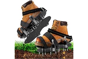 ZDDGNN Lawn Aerator Shoes for Grass - Aerator Lawn Tool, Double Layer Shoes with Spiked Bottom and Spring base,Adjustable Strap for Secure Fit Automatically Clears Leaves and Dirt for Garden Lawns and Yard