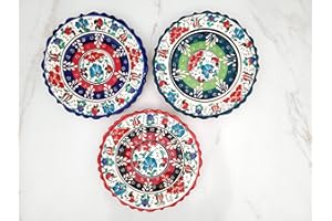 Ayennur Turkish Decorative Plates Set of 3-7.08" Handmade Ceramic for Wall Hanging Home Decor