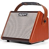 Leo Jaymz 15W Portable Electric Guitar Amp with BT, Rechargeable Battery, Built-in Effects Reverb, Overdrive, EQ, Woodgrain Finish, and 6.35mm Headphone Jack (AG-15)