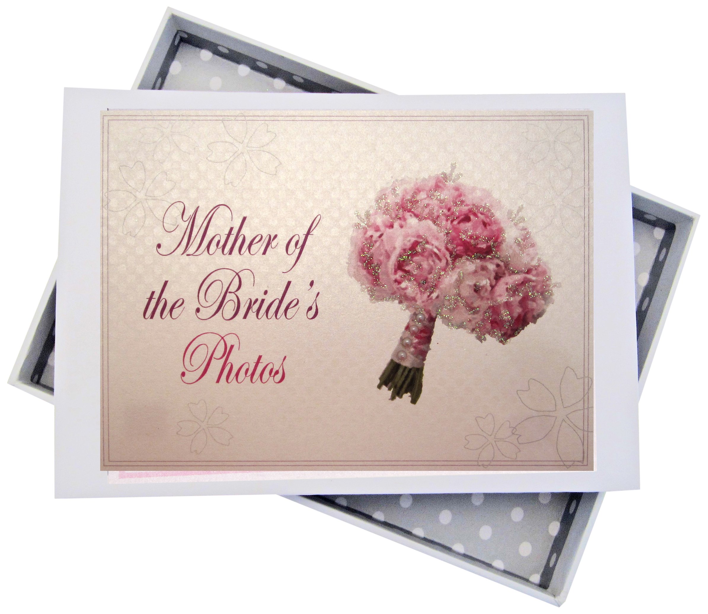 White Cotton Cards Mother of The Bride Wedding Photo Album, Board, White, 12.5 x 17.5 x 2.5 cm