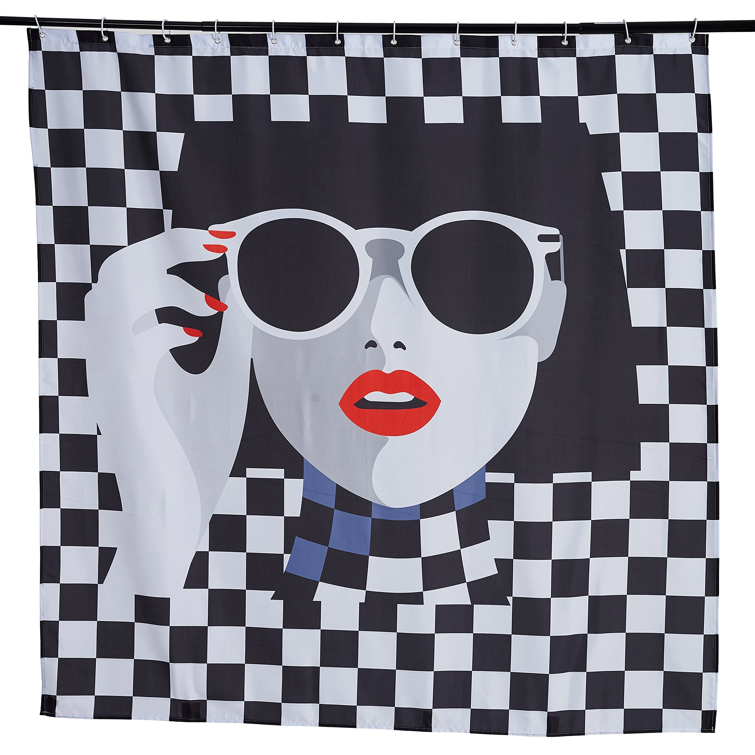 Alibasis Shower Curtain Set with 12 Hooks and Microfiber Matching Rug, Waterproof Thick Fabric Bathroom Mildew Resistant Curtains, 72\