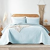 Davulos Queen Quilt Bedding Set,Aqua Blue Ultrasonic Full/Queen Quilt Set Reversible Microfiber Bedspread,Lightweight Soft Modern Geometric Coverlet Set for All Seasons(1 Quilt,2 Pillow Shams)