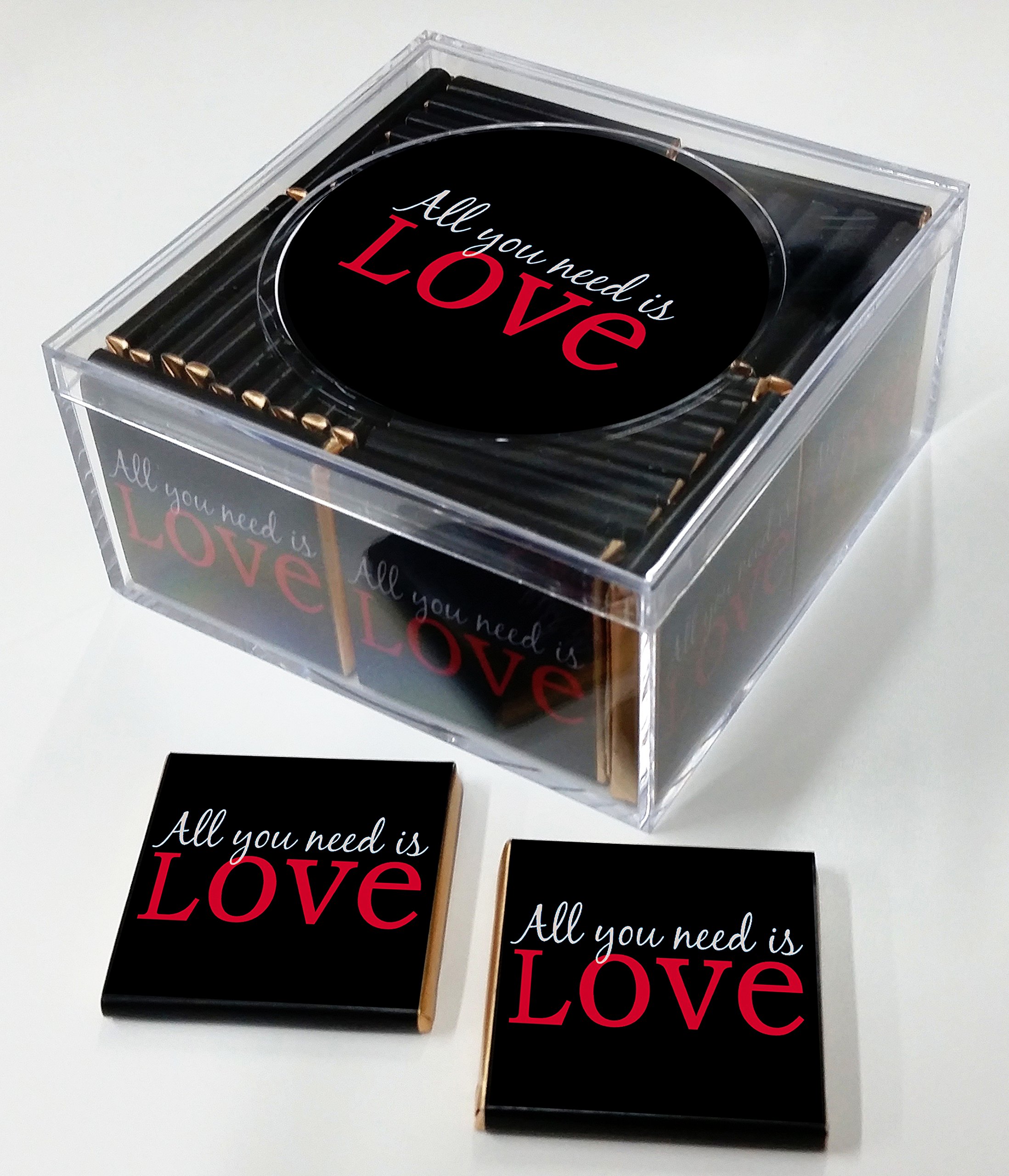 Keepsake Box of 36 Belgian Chocolates for Your Party, Proposal, Wedding or Anniversary. Surprise Your Wife, Husband or Loved Ones with a Sweet Gift (Design: All You Need Is Love)