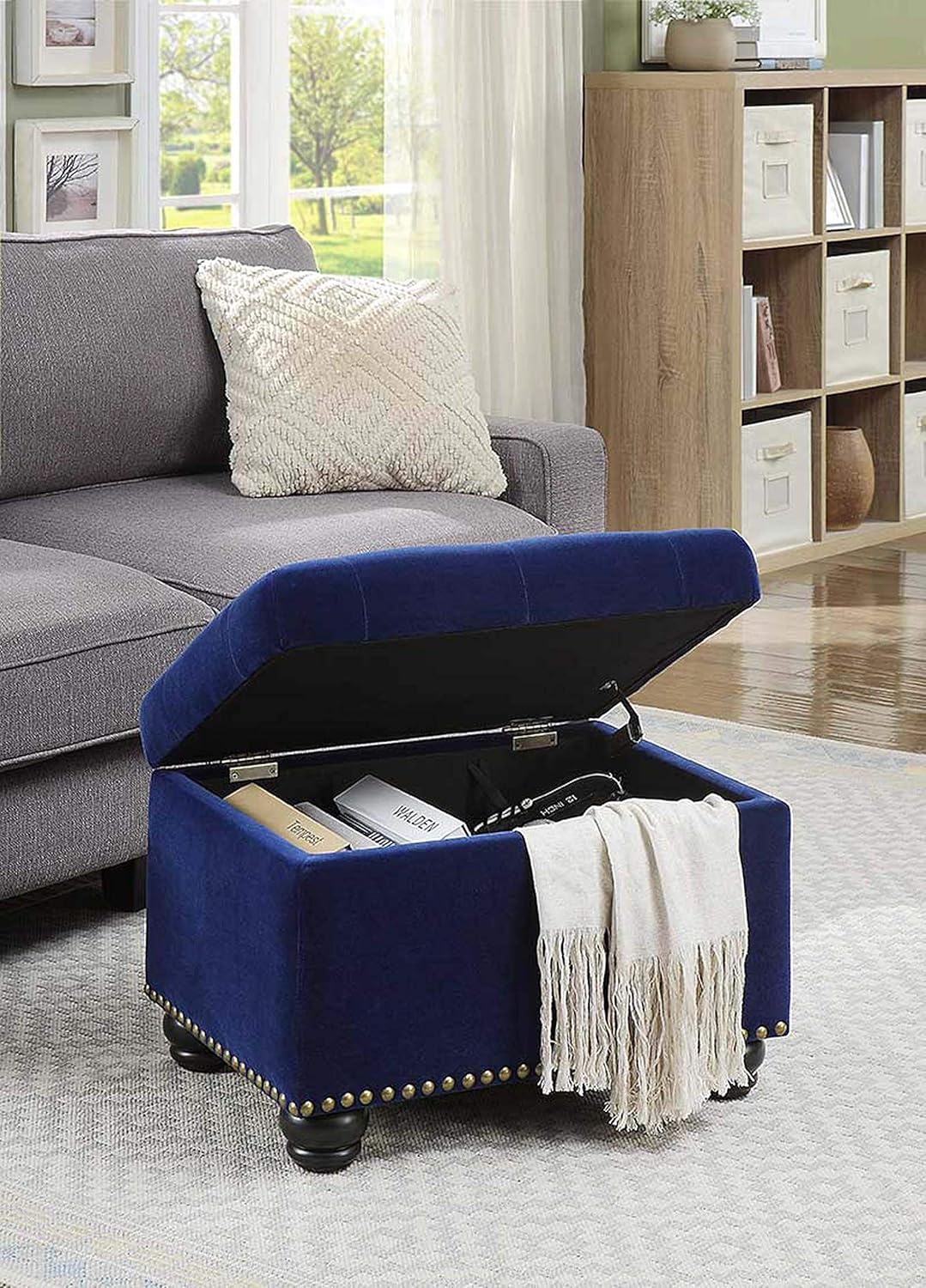 Best royal blue tufted ottoman