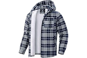 G Gradual Men's Flannel Jacket Fleece Sherpa Lined Hoodies Zip Up Plaid Shirt Warm Winter Jackets for Men with Zipper Pockets