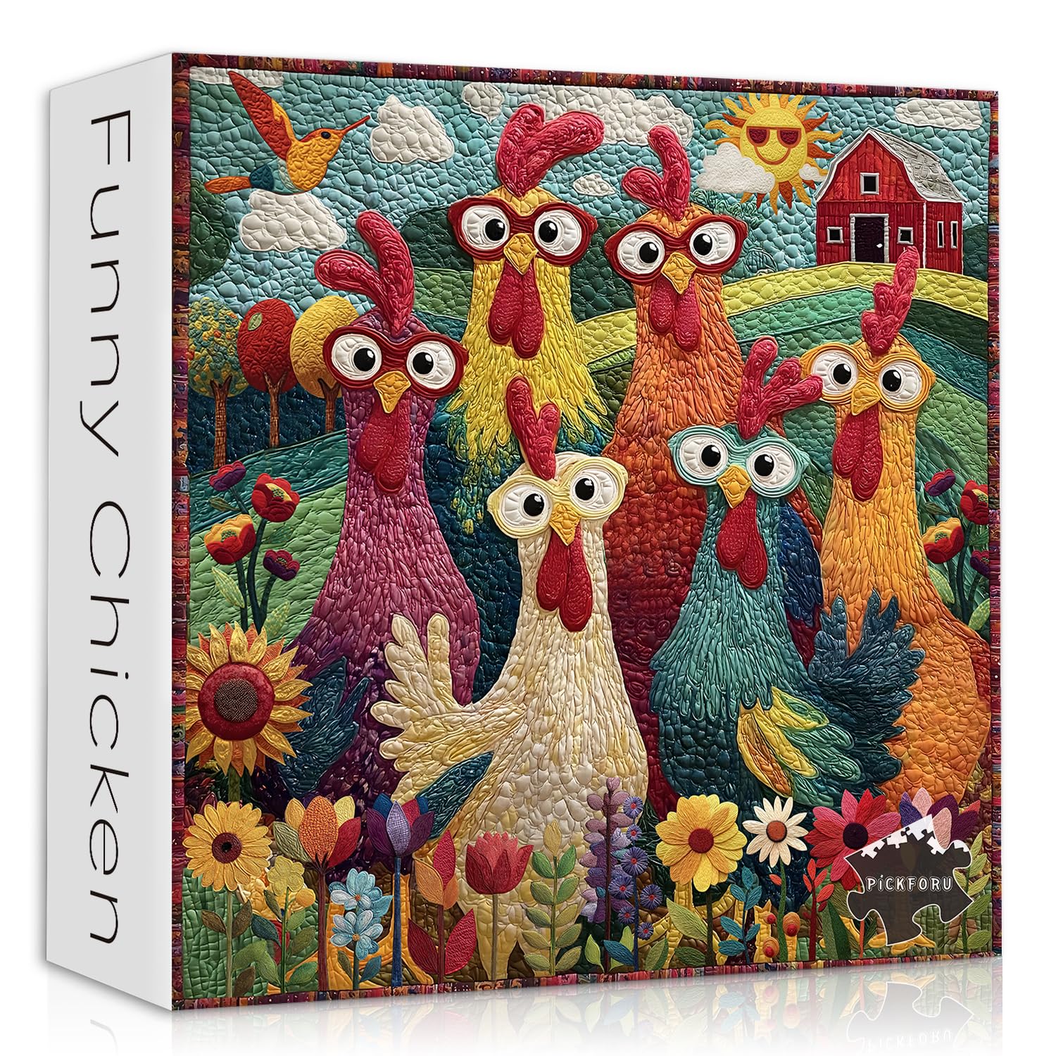 Photo 1 of ***FACTORY SEALED***Chicken Puzzles for Adults 1000 Piece, PICKFORU Funny Chicken Jigsaw Puzzle, Garden Farm Flower Animal Rooster Themed, Patchwork Art Challenge Puzzle