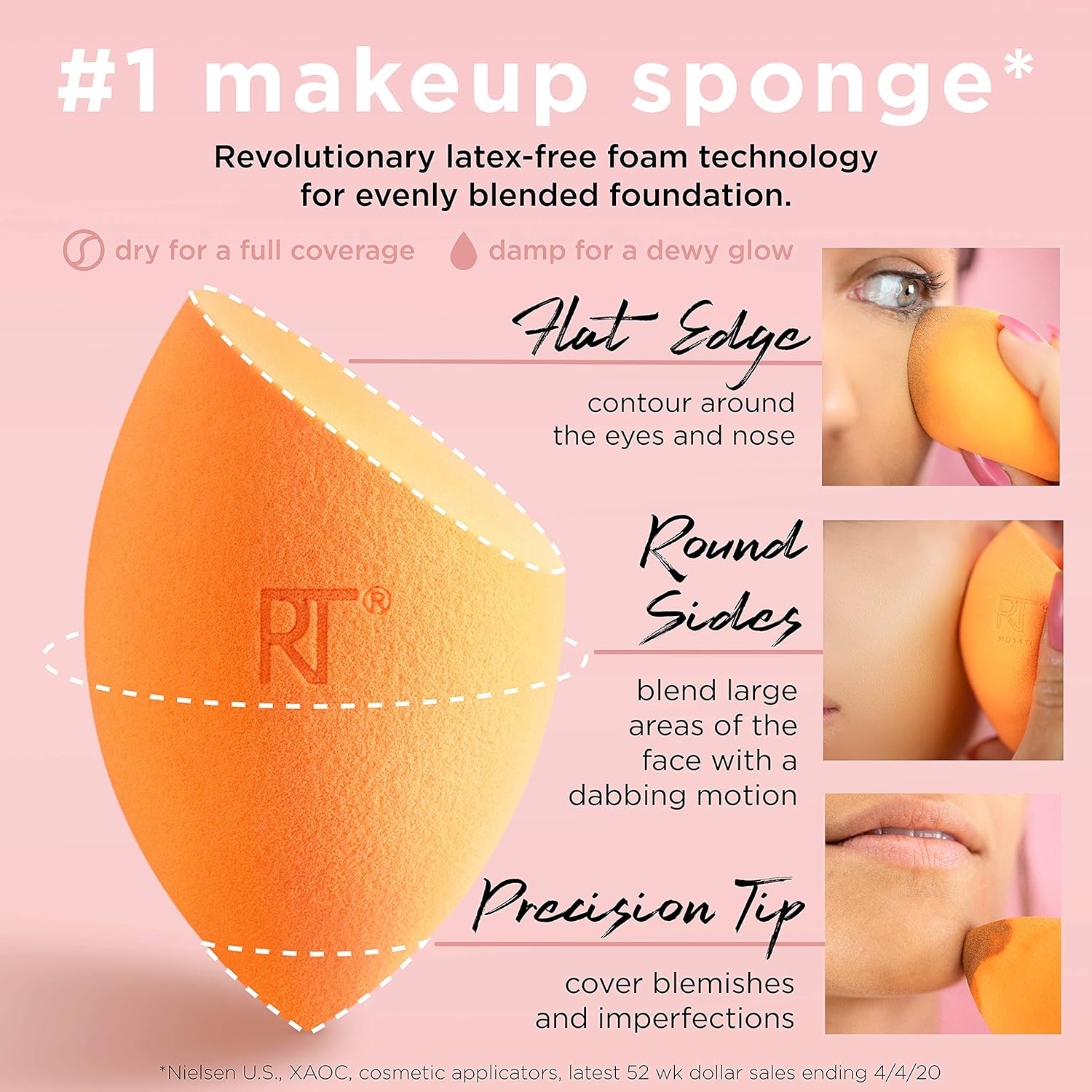 Real Techniques Miracle Complexion Beauty Sponge Makeup Blender, Set of 4: Beauty