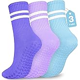 Pilates Socks with Grips for Yoga, Barefoot, Ballet, Barre, Hospital Non Slip Anti Skid Socks for Women and Men