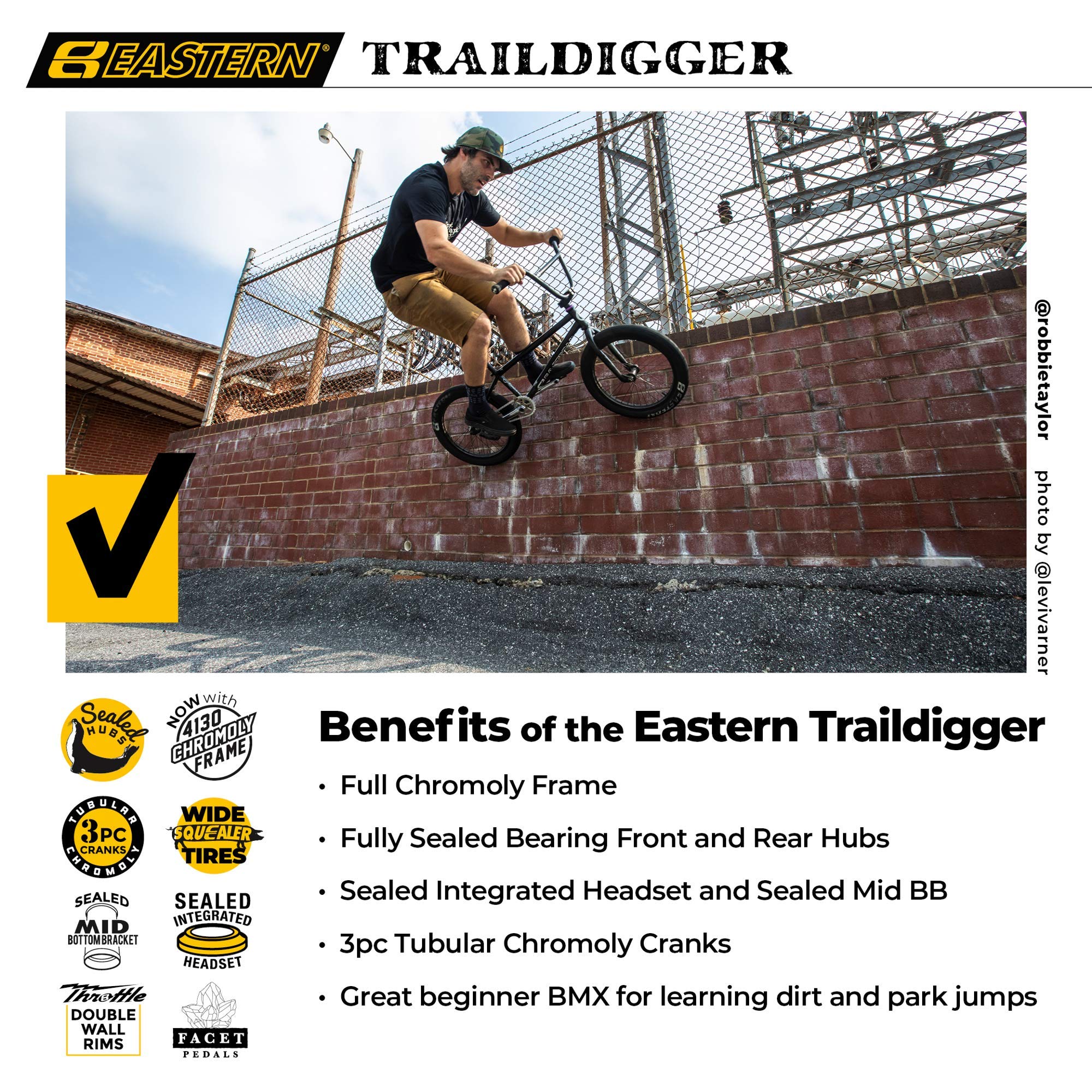Eastern Bikes Eastern BMX Bikes - Traildigger Model 20 Inch Bike. Lightweight Freestyle Bike Designed by Professional BMX Riders at