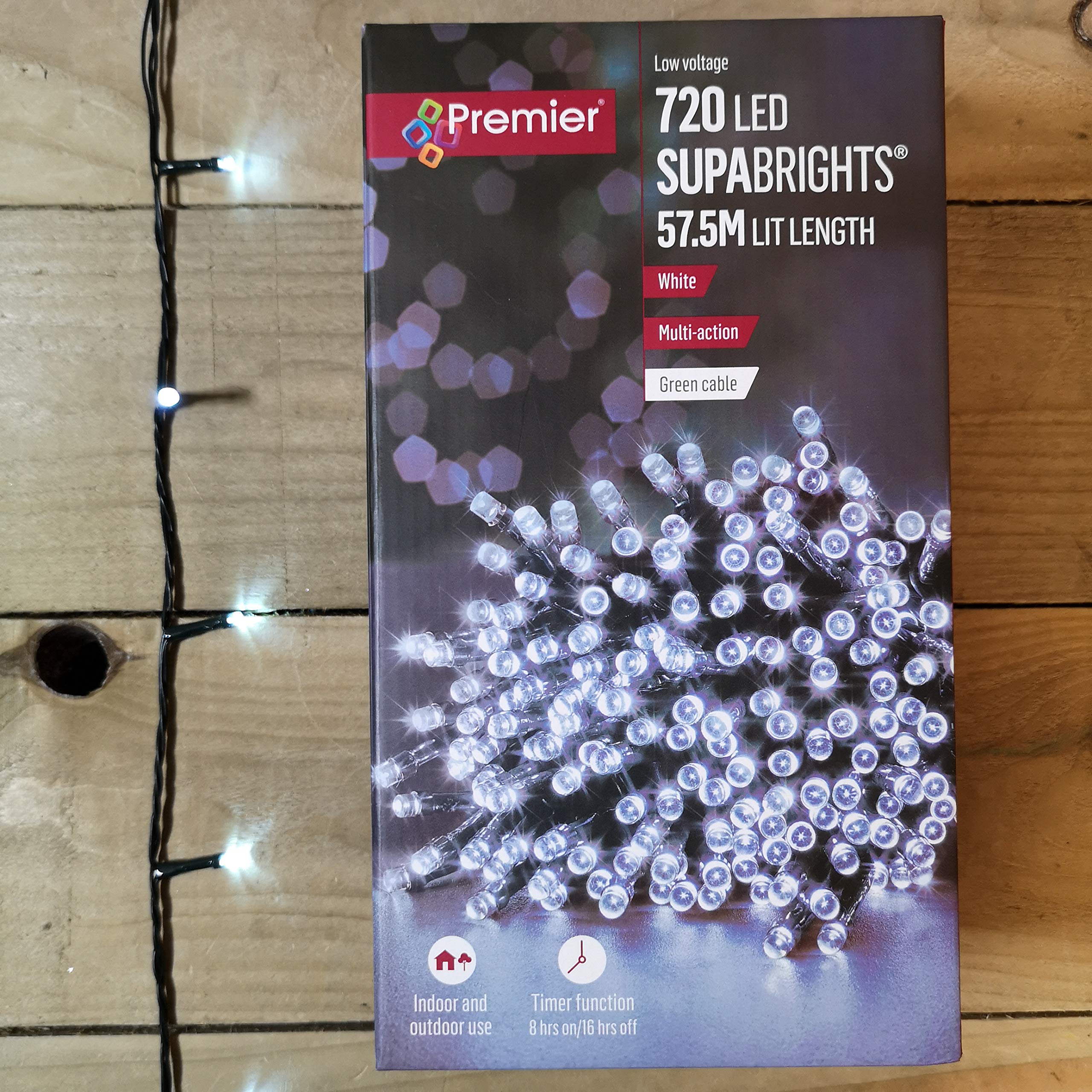 720 LED (57.5m) Premier Supabright LED Christmas Lights with Timer - Cool White