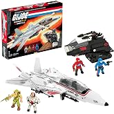 ​MEGA G.I. Joe Action Figures Building Toys, Skystriker XP-14F vs. Cobra H.I.S.S. with 617 Pieces, 4 Poseable Characters, for Collectors