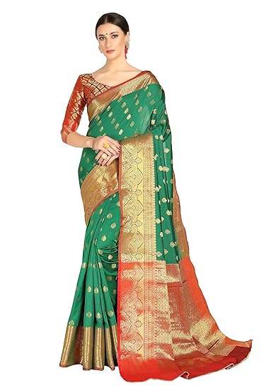 Women's Banarasi Silk Saree With Unstitched Blouse