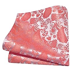 GUSLESON Mens Coral Tie for Wedding Coral Pink Silk