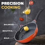 INTIGNIS 3-in-1 Deep Non-Stick Frying Pan with Lid 24 cm GREBLON Ceramic Orange view 3