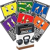 Stack 52 Kettlebell Exercise Cards. Kettlebell Workout Playing Card Game. Video Instructions Included. Learn Kettle Bell Moves and Conditioning Drills. Home Fitness Training Program.