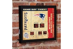 TEAM SPORTS AMERICA NFL New England Patriots Scoreboard Digital Wall Clock with Bluetooth Speaker, Vintage Wall Decor for Sports Man Cave, Game Rooms, Gift for Football Fans