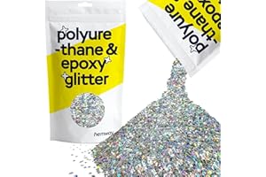 Hemway Polyurethane & Epoxy Glitter 100g - Silver Holographic Stars & Moons | Shaped Metallic Flake Sequins for Resin Crafts 