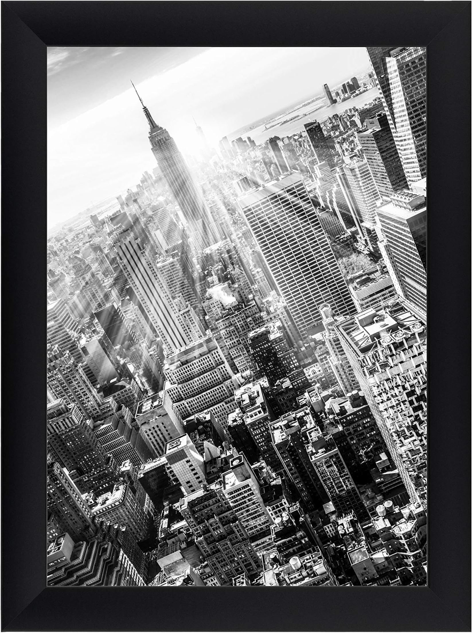 FRAMO35 40x27 cm picture frame made to measure, color: Black Matt, Handmade MDF frame with break resistant anti-reflex artificial glass pane and MDF-Wood back; frame width: 35 mm