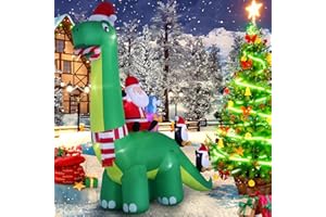 HZGDEJTG 13ft Christmas Inflatable Outdoor Decorations, Dinosaur Back Santa Claus Inflatable Decorations with LED Lights for Indoor Outdoor Patio Garden Christmas Decorations