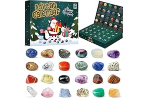 DYMUZIC Crystal Advent Calendar 2025, 24 Kinds of Crystals and Geographic Gemstone Rock Advent Calendar 2025 Adult, Kids, Boys, Girls, Teen Girls, Women Healing Crystal Christmas Advent Calendar