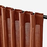 Jowels Terracotta Linen Curtains 84 inches Long 2 Panel Set Back Tab Rod Light Filtering Semi Sheer Rust Colored Curtains 84 inches Long Soft Thick Cotton Cloth Textured Boho Farmhouse Room Decor