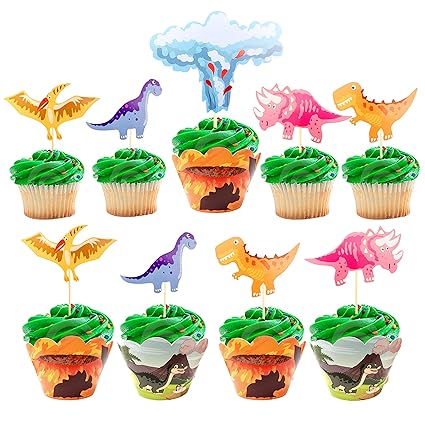 30pcs Cute Dinosaur Cupcake Toppers Picks Dinosaur Cake Toppers For Kids Birthday Party Baby Shower Decorations Amazon Com Grocery Gourmet Food