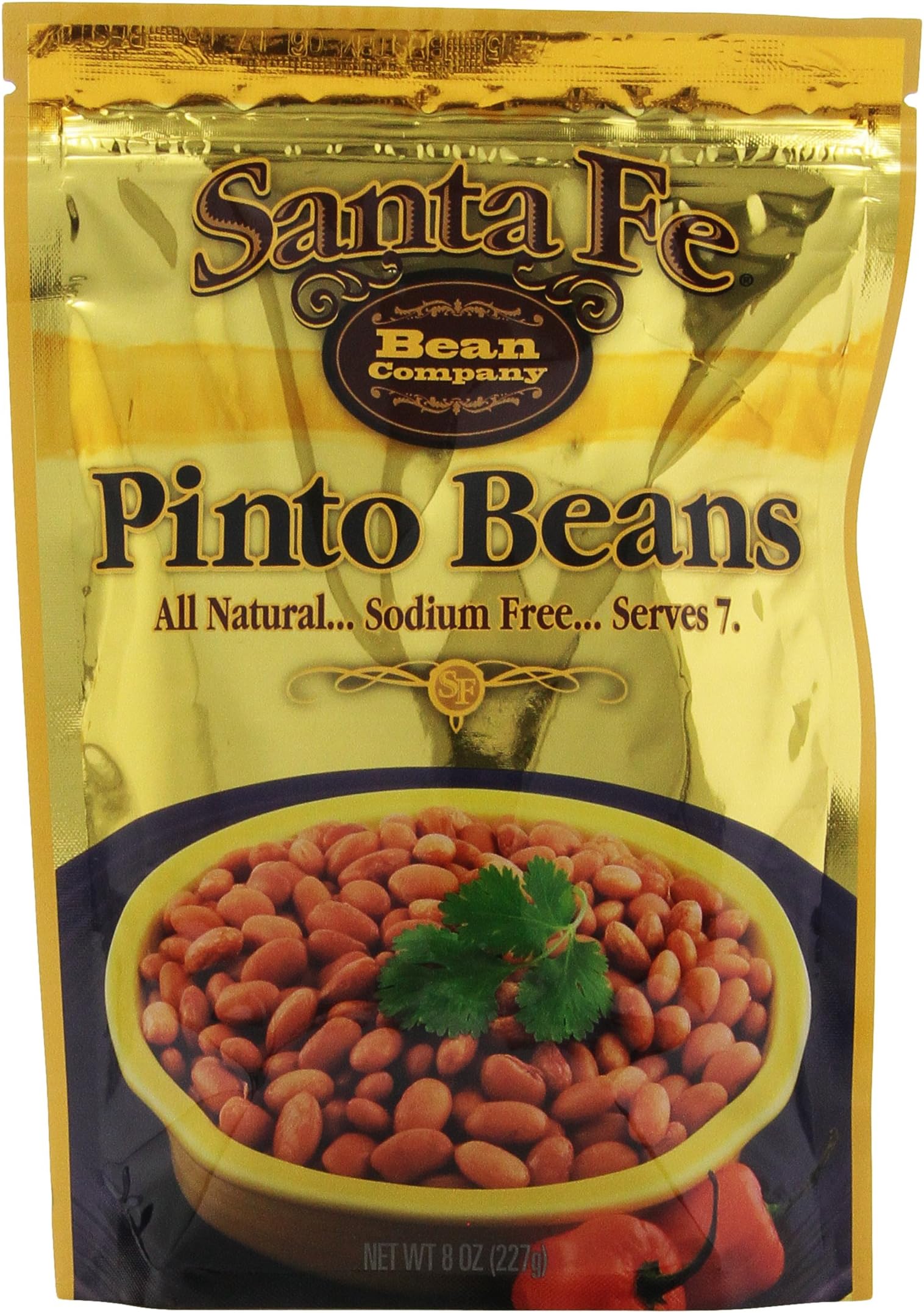 Santa Fe Bean Company Pinto Beans 8-Ounce Pouch (Pack of 8) Instant Pinto Beans; All Natural, High in Fiber; A Great Source of Protein; Fat-Free; Sodium-Free; Gluten-Free