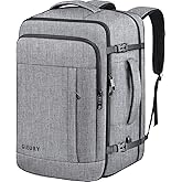 Gieury 60L Backpack, Extra Large Travel Backpack for Men & Women, Expandable Big Capacity For Airplanes, Travel Gifts for Men Women, Fits 18.4 Inch Laptop, Luggage Suitcase Daypack Bag, Grey