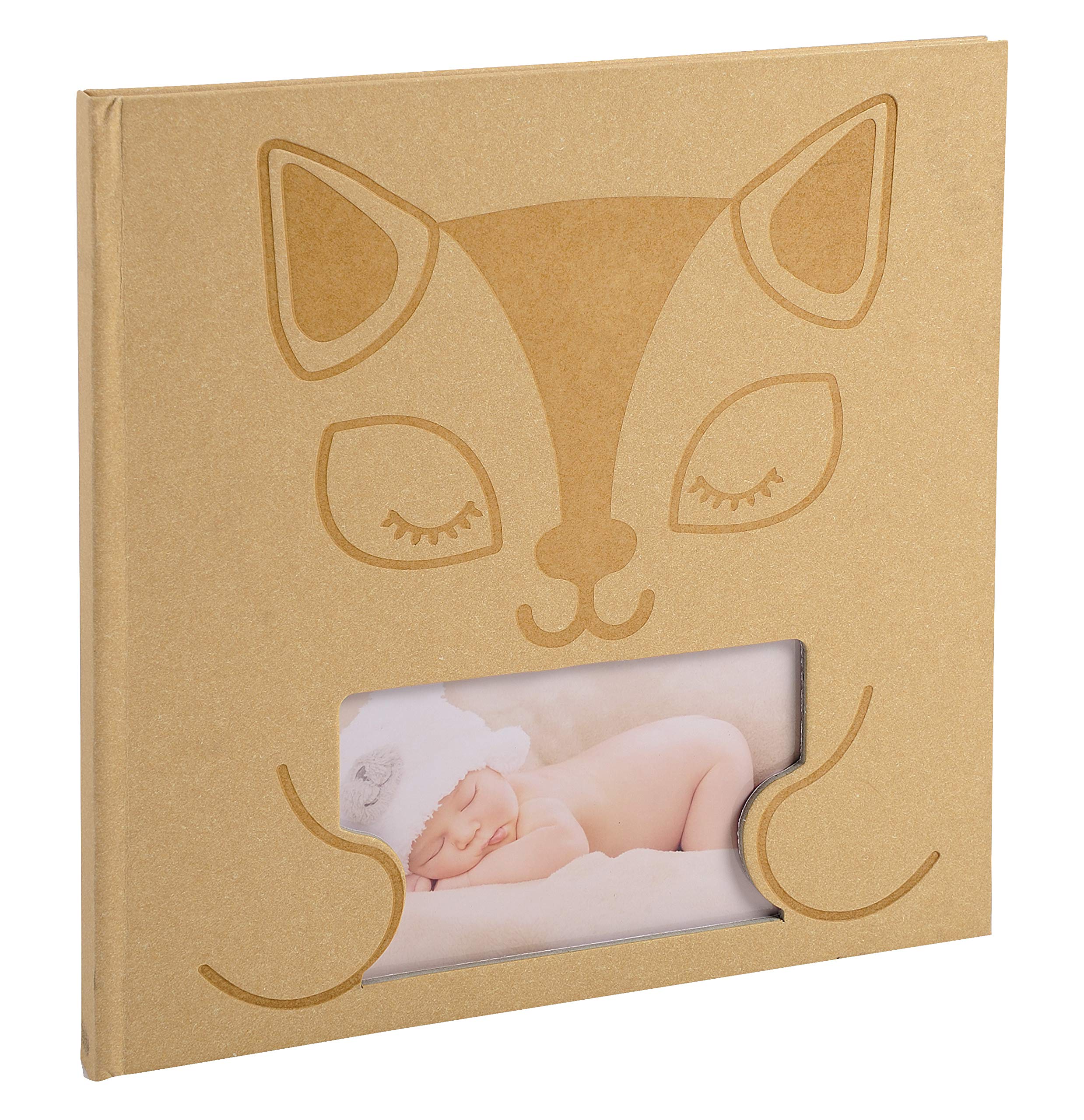 Exacompta - Ref 14562E - Zephire Cat Baby Medium Photo Album - 250 x 250mm in Size, 30 White Pages, Holds Up To Approx. 60 Photos - Beige Windowed Cover