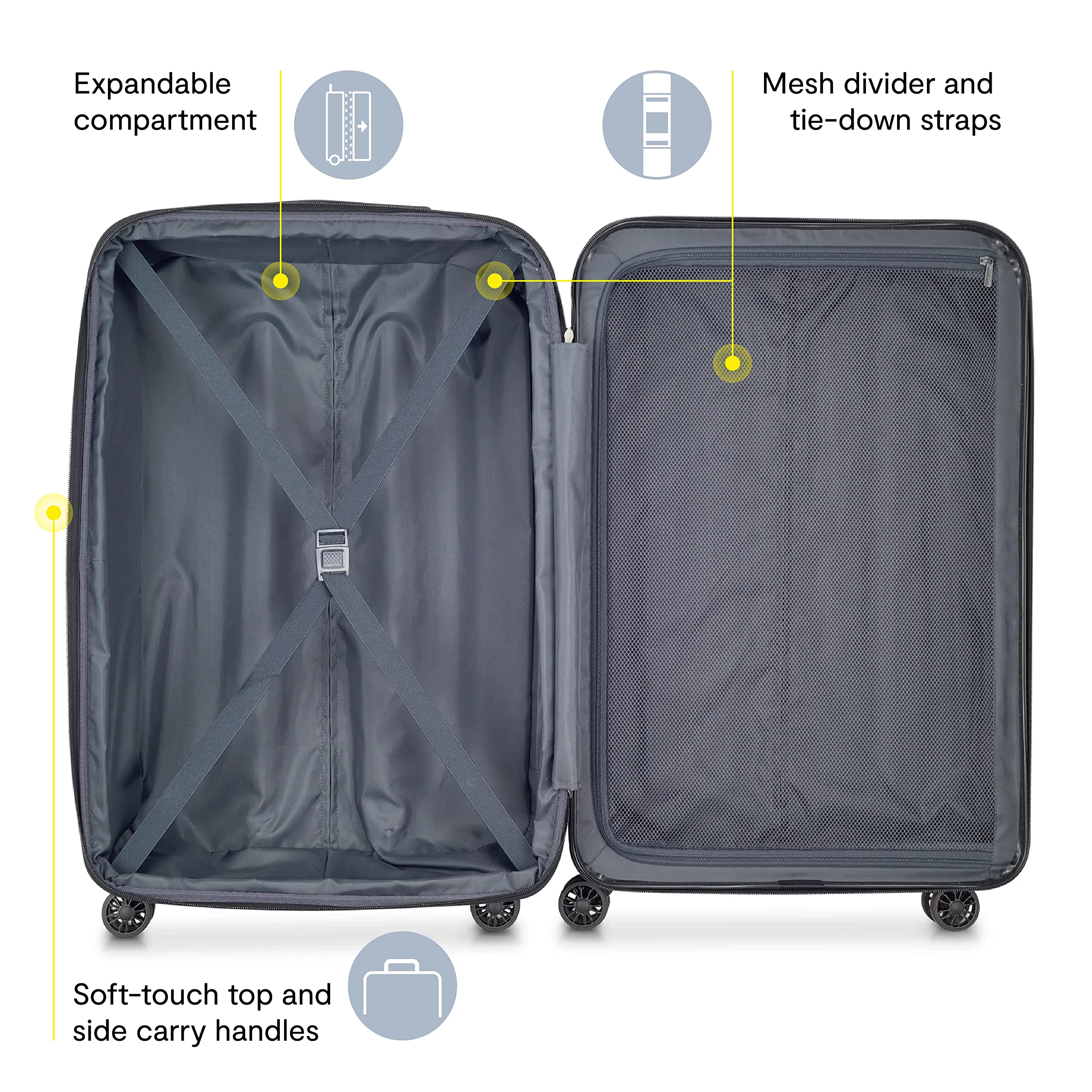 DELSEY PARIS Helium Aero Hardside Expandable Luggage with Spinner Wheels, Titanium, Checked-Medium 24 Inch