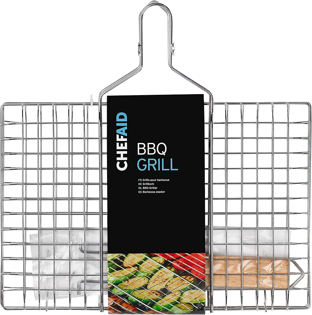 Chef Aid BBQ Griller Basket Grill Basket with Foldable Handle