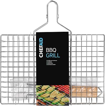 Chef Aid BBQ Griller Basket Grill Basket with Foldable Handle