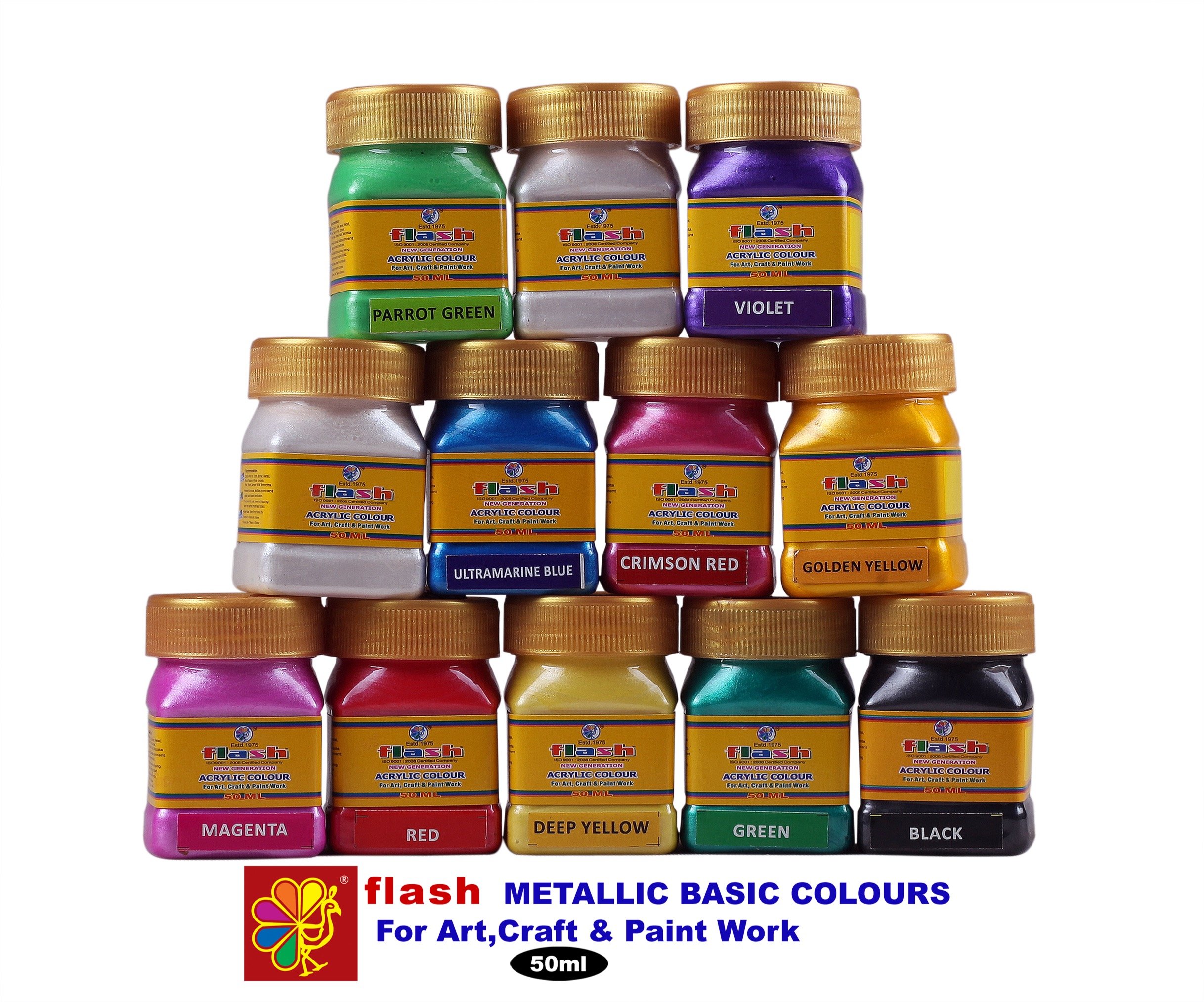 Flash Acrylic Metallic Basic Colours 50 ml (12 Colours) Box Buy