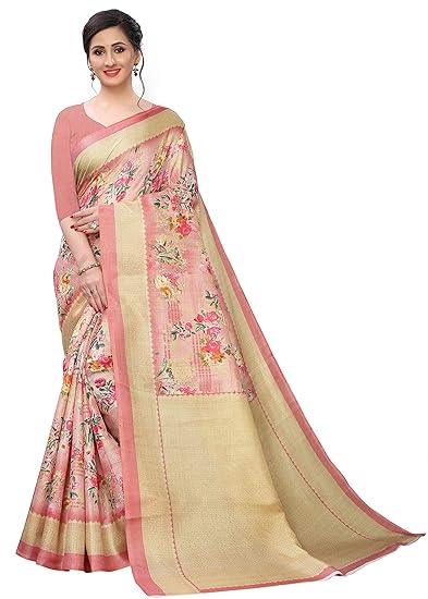 Women's Khadi Silk Saree with Blouse Piece (R-RUC-321-LPINK_Free Size)