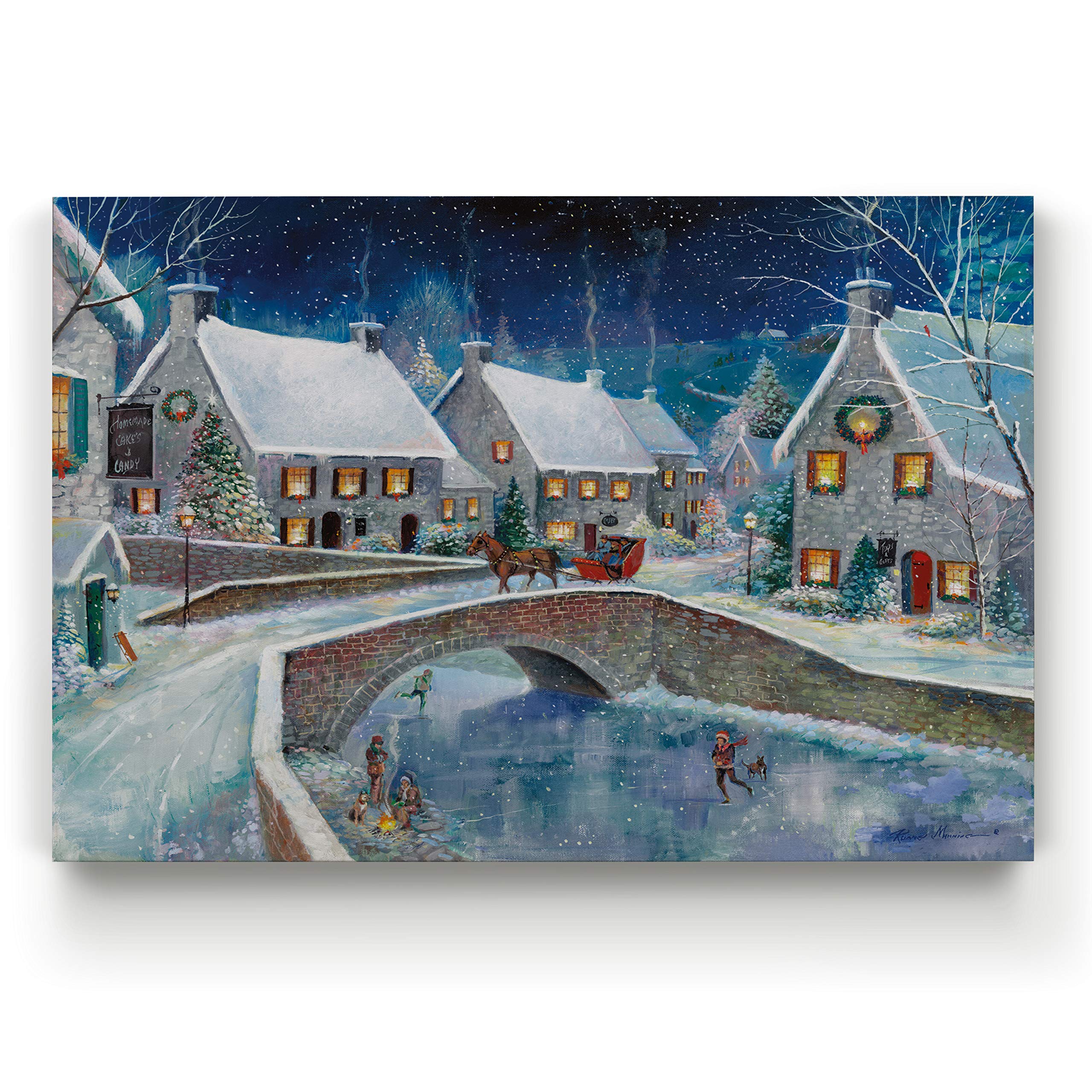 Renditions Gallery Abstract Christmas Decor for Home Snowy Warm Winter Wonderland Wall Hanging Canvas Prints for Bedroom Dining Living Room Office Home Kitchen Wall Decor - 18"X27" LT18 Image