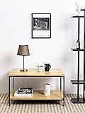 Rustic Rectangle Coffee Table with Storage Shelf, Industrial Accent Furniture for Living Room, Oak Color