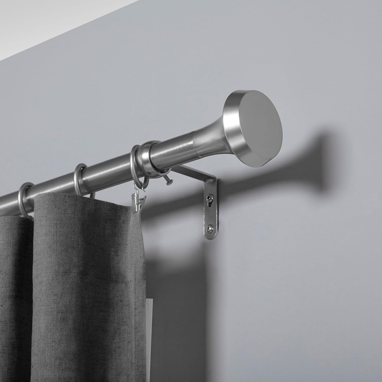 Umbra Ella Drapery Rod, Modern Metal Telescoping Drapery Rod with Trumpet Finials,36"-72", 91-183 cm, Nickel - Image 3