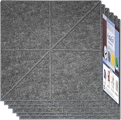 Amazon Linecy 防音シート 壁 床 吸音材 吸音ボード 密度 230kg M3 高密度 防音材 フェルトボード 吸音シート 吸音パネル 吸音ウール 部屋用 3m 両面テープ 硬質吸音 難燃 無害 防潮 消音 吸音対策 模様 ヒカリ ダークグレー 6枚入 30cm 30cm 厚み 9mm 吸音材