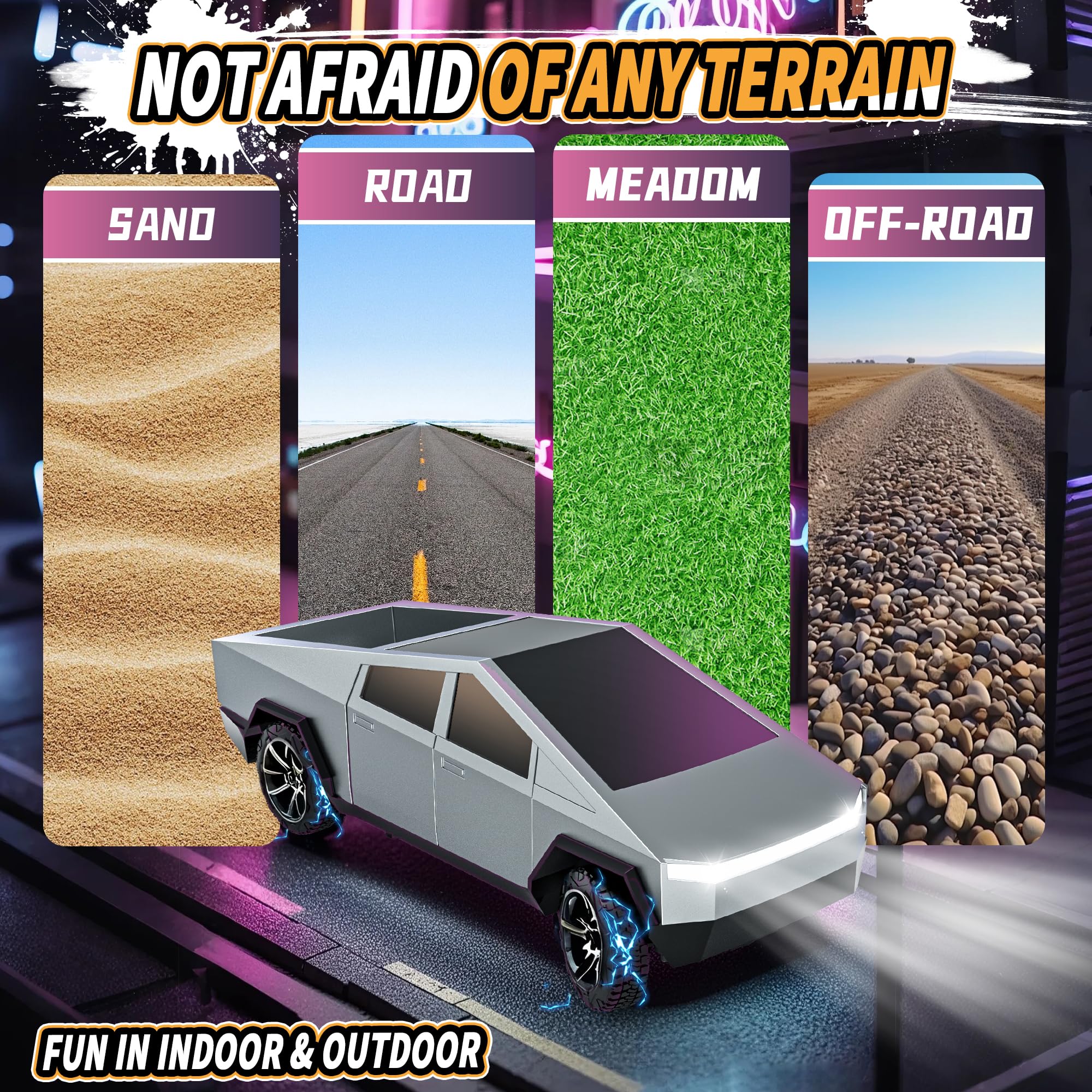 RC Car Toys，All Terrain 2.4GHz RC Truck for Boys Aged 3-8, 8-12, Electric Vehicle Truck Toys for Kids, Birthday Gifts for Kids, Boys and Girls (Silver)