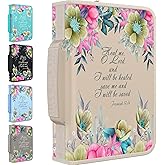 DEHITE Bible Cover Case for Women – Premium Fabric Bible Cases for Girls - Carrying Bag for Woman – Pen Slots – Zippered Pocket – Christian Floral Accessories - Large Holder
