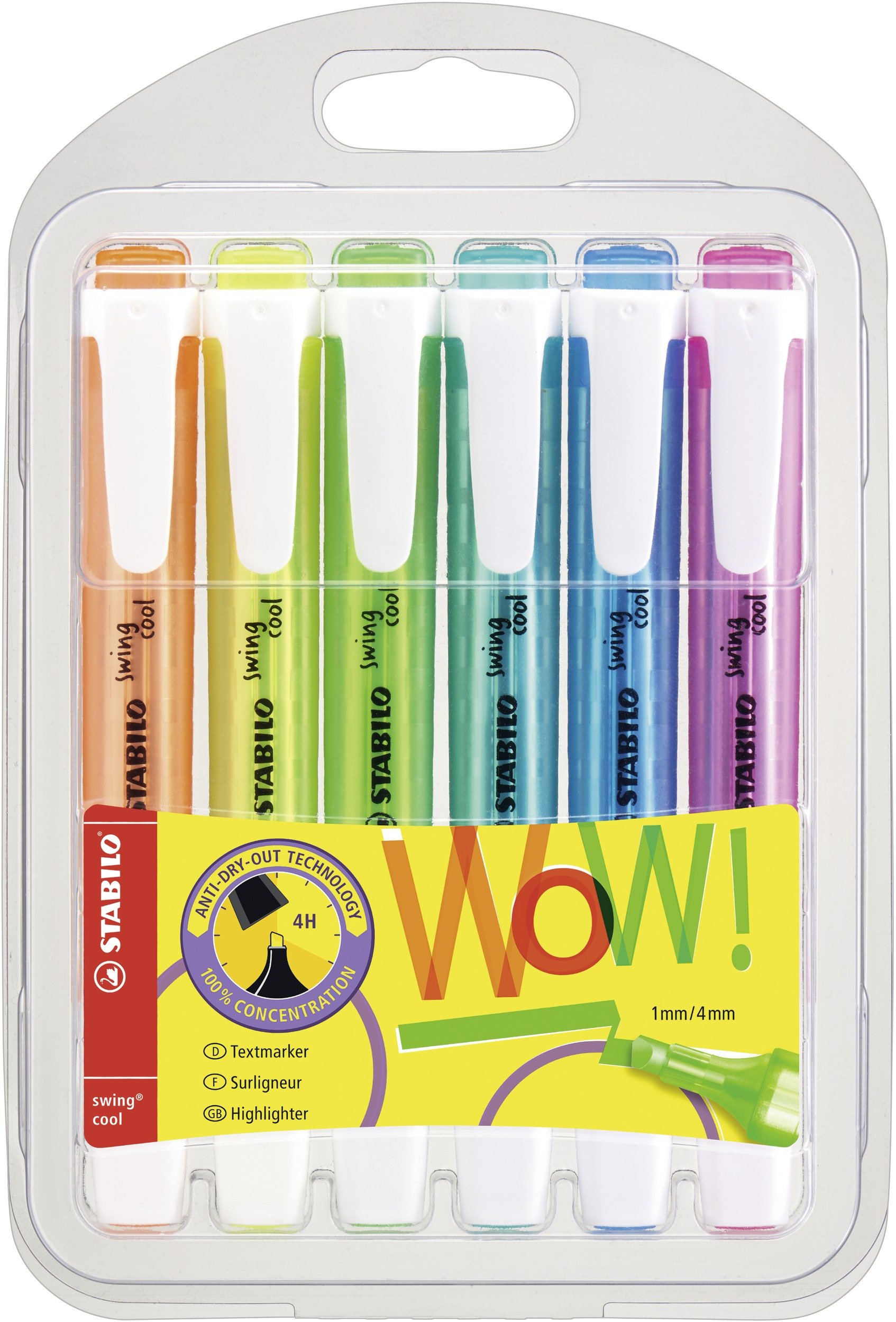 Stabilo Swing Cool Highlighter - Assorted Colour (Pack of 6)