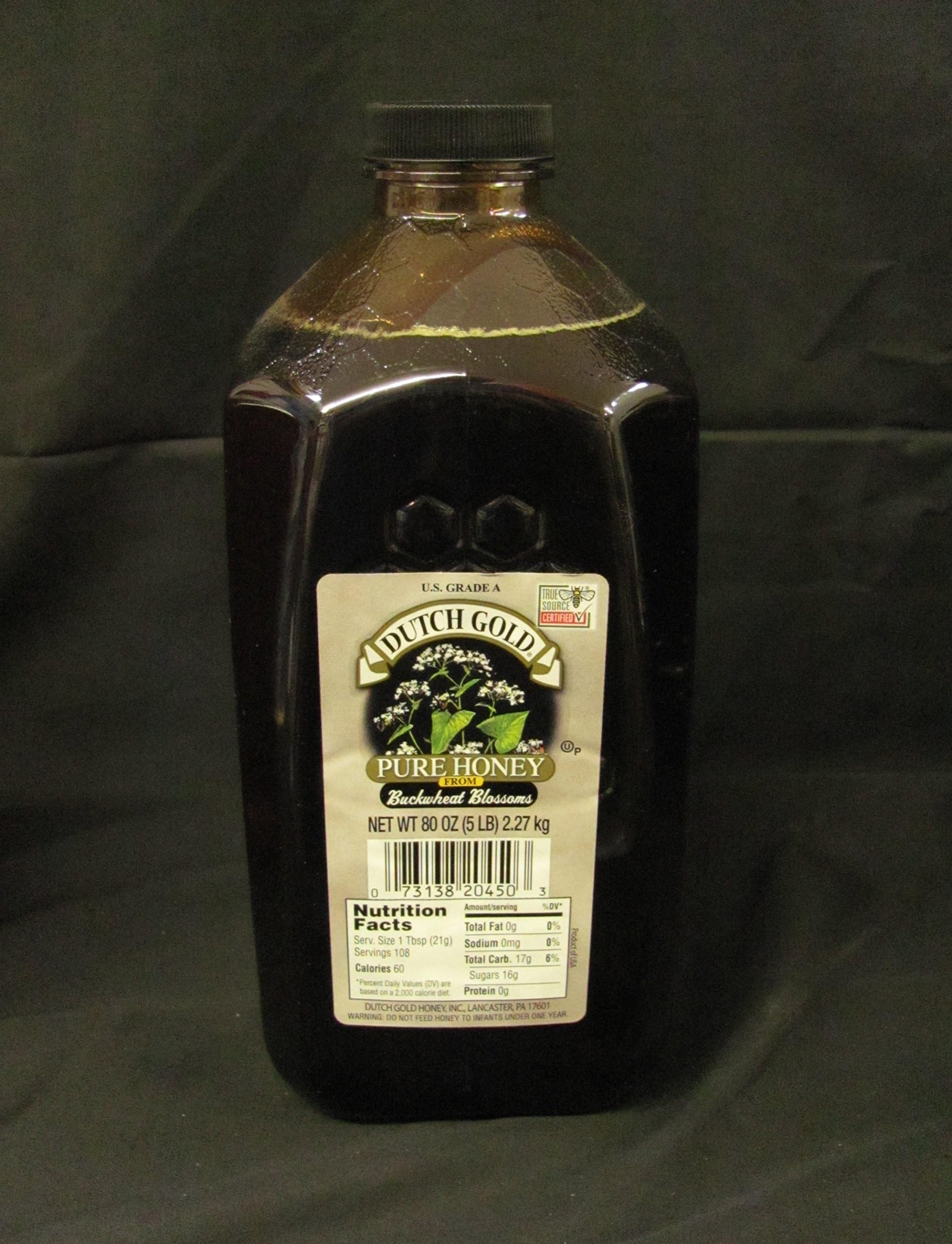 BUCKWHEAT HONEY 5LB VALUE SIZE DUTCH GOLD US GRADE A PURE DARK BUCKWHEAT HONEY 80 OUNCES