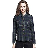 Camii Mia Womens Fleece Lined Flannel Shirts, Shacket Jacket Long Sleeve Button Down Plaid Shirts-Regular fit, Pocket